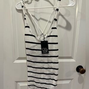 Chaser medium white striped tank top shirt